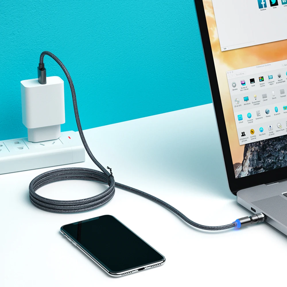  Лидер продаж низкая цена вращающийся на 540 градусов Usb Магнитный зарядный кабель быстрая зарядка 3 в 1 USB-кабель для сотового