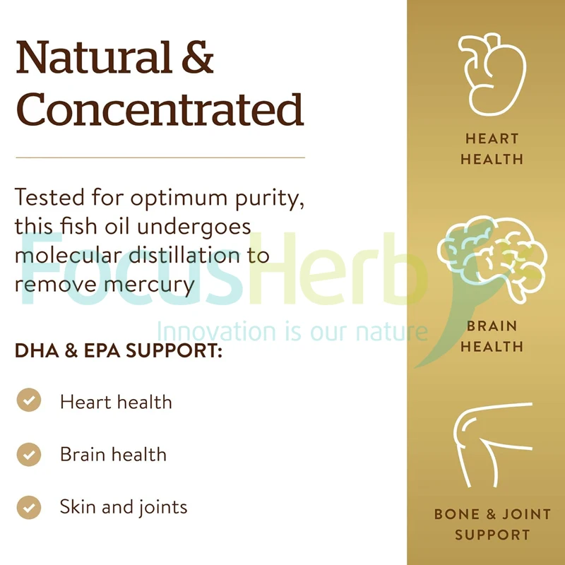 Healthife Omega 3 Fish Oil Supplement EPA DHA Fatty Acids Fish Oil Softgels 1250 mg 90 ct