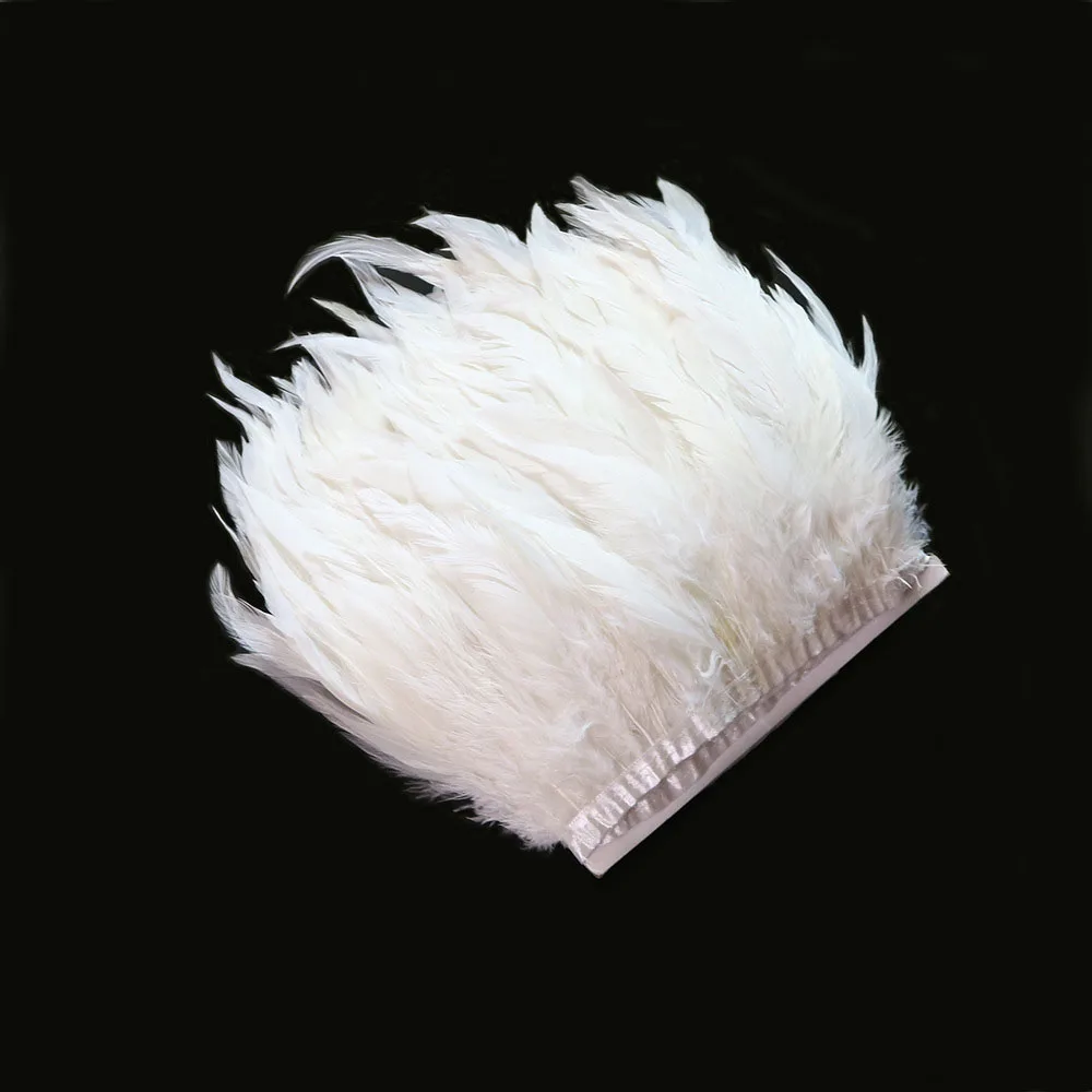 Cheap sale 6-8 inch snow white Rooster coque schlappen feather fringe trim for carnival costumes