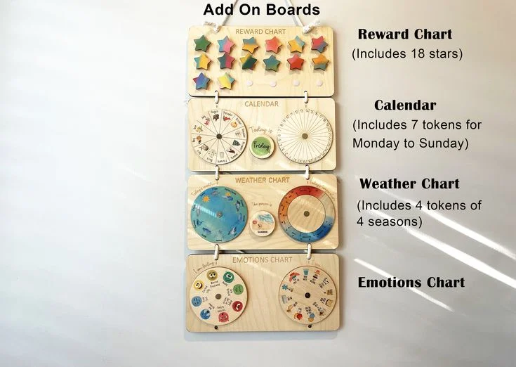 Kids gift Chore Chart Visual Schedule kids daily responsibility board rhythm cards wood daily routine chart for kids