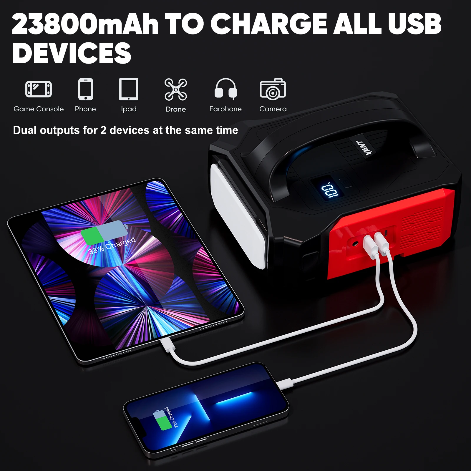 Multifunctional car battery jump starter pack 3000A high power car battery jump starter with air compressor