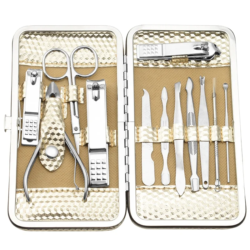 Promotion Manicure Pedicure Set 12 Pcs Nail Care Cutter Cuticle Clippers Kit