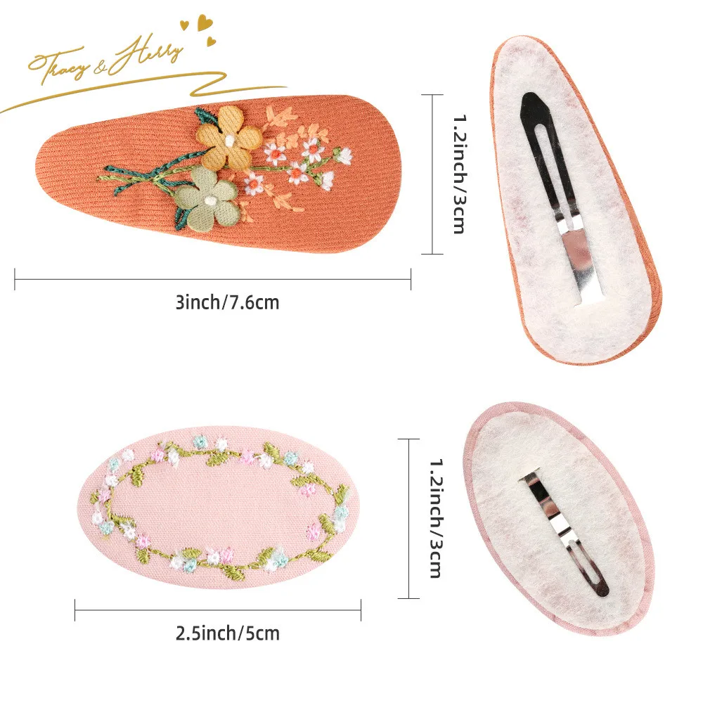 Tracy & Herry GB  Mano Style Retro Fancy Floral Fabric BB Snap Clips Elegant  Hairpin Clip Hair Accessories for kids