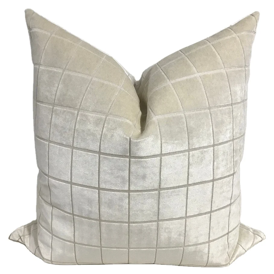 Factory direct High quality velvet plaid throw pillows for advanced decoration for Sofa Bed can be customized cushion cover