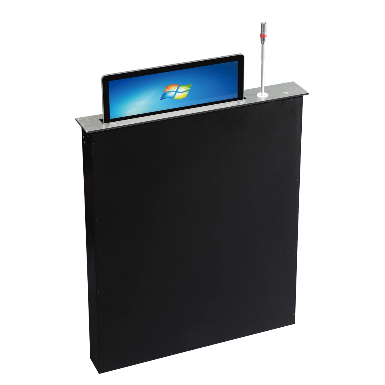 New arrival Motorized  pop up Lcd monitor lift with Microphone for paperless conference system equipment