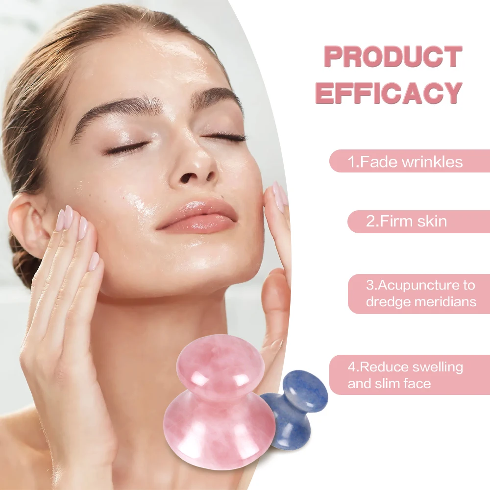 Customizable 8-Color Natural Crystal Stone Eye Massage Roller Balls Magical Mushroom Scraping Facial Massager Face Lift