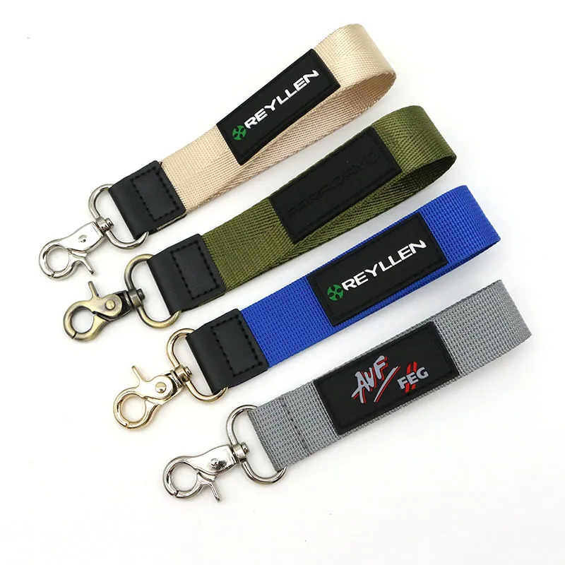 Safe Keys Other Leather Nylon Custom Nylon Keychain with 2D Rubber PVC Label Promotional Gifts