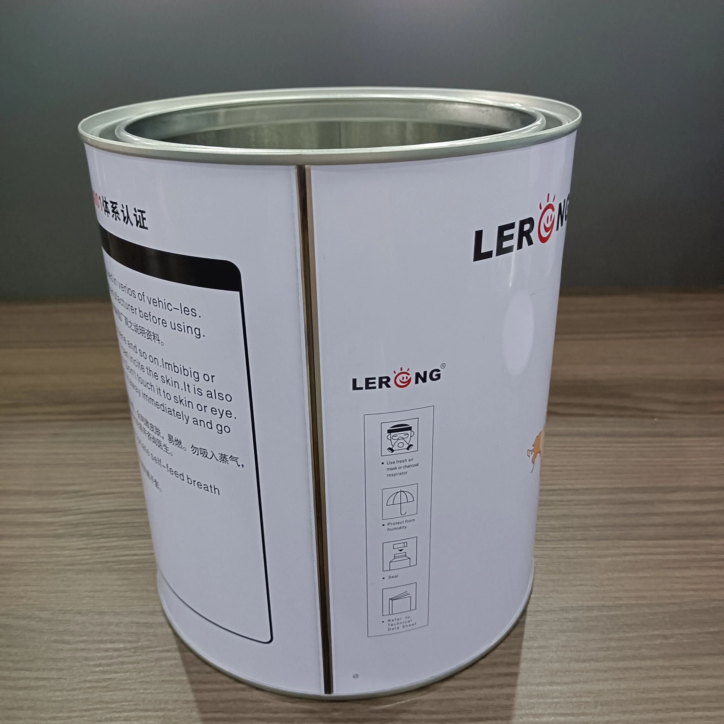Mouth open steel bucket 3.6L tin