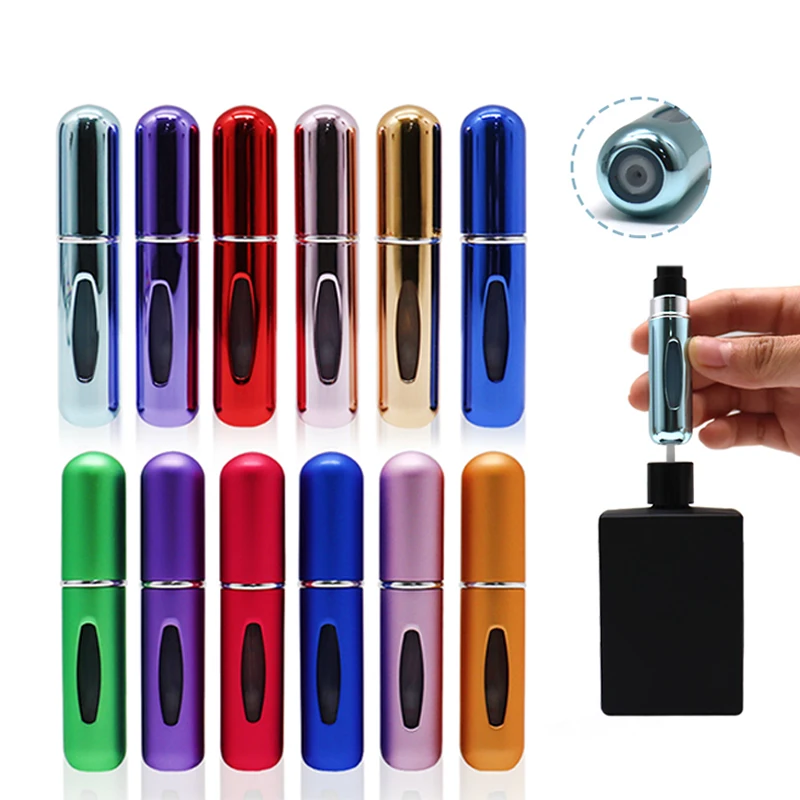 Bottom Filling 8ml 5ml Mini Perfume Atomizer Refillable Perfume Bottles Travel Sized Aluminum Perfume Atomizer Spray Bottle