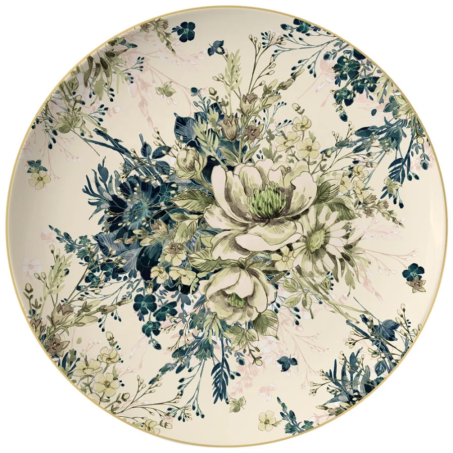 Wedding tableware ceramic fine bone china charger plates and plate set gold rim dinnerware sets