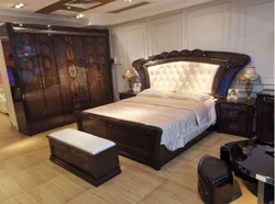 Saudi hot sale Home and Hotel Palace Royal Style Bedroom Set for Queen or King Size Bed Brown Colour