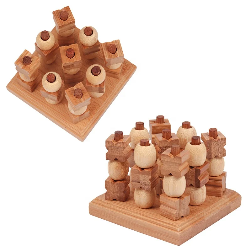 C04092 family game XO checkerboard bamboo board games  wooden tic tac toe wooden nought and crosses puzzle wooden OX game