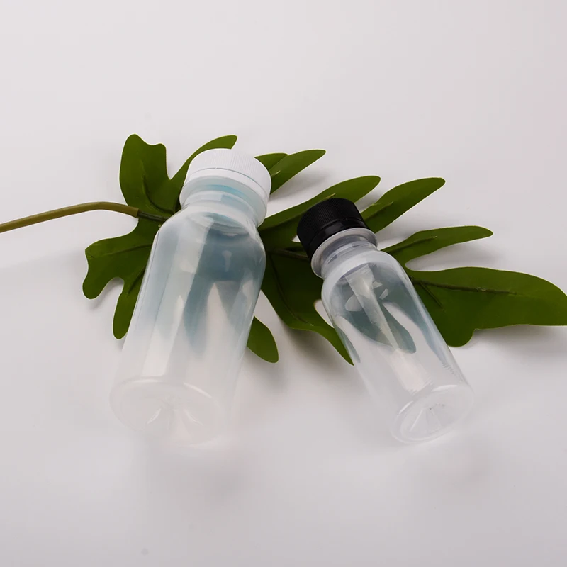 Wholesale Frosted PP Round Shape Empty 100ml 3oz Plastic Juice Bottles For Juice Beverage Business With Cap Customized Label