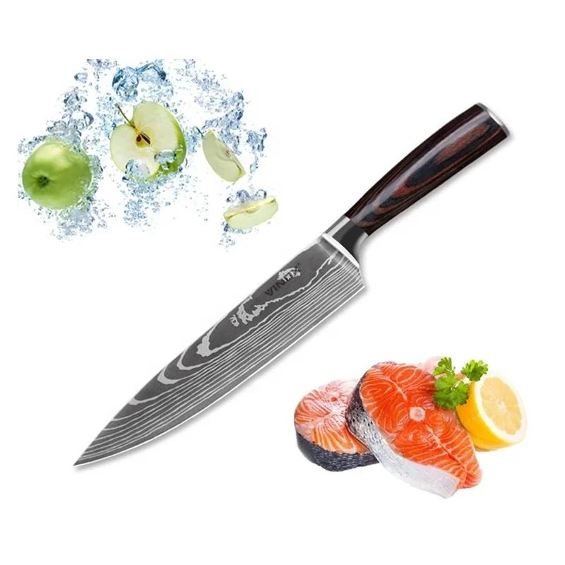 9 Pcs Handmade Knife Damascus Steel Layer Pattern Kitchen Chef Knife Set