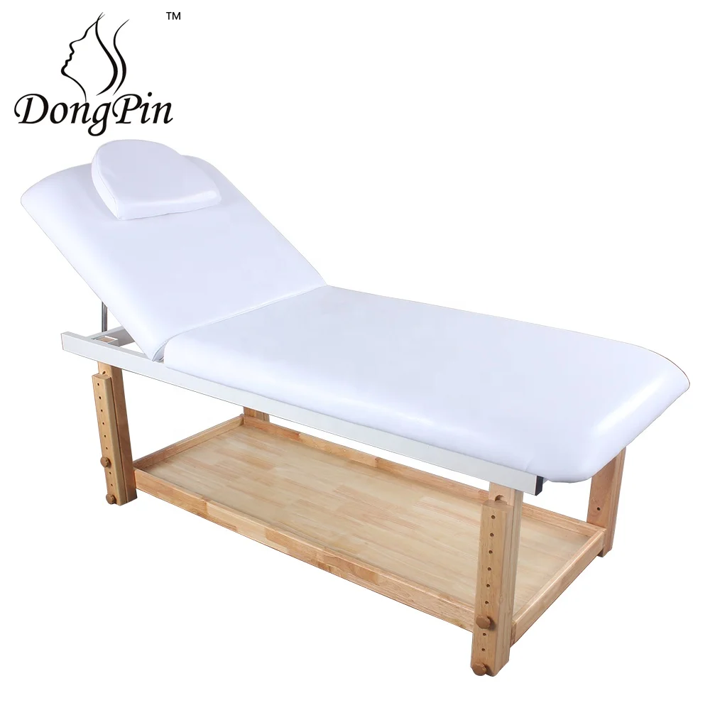 Solid Wooden Massage Table Bed Salon Furniture Facial Spa Bed with Storage