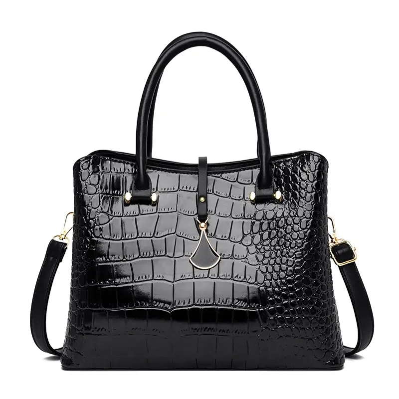 Big Capacity Faux Leather Hand Bags Classic Shoulder Bag Pebbled Crocodile Pattern Ladies Purse Tote Handbags For Women