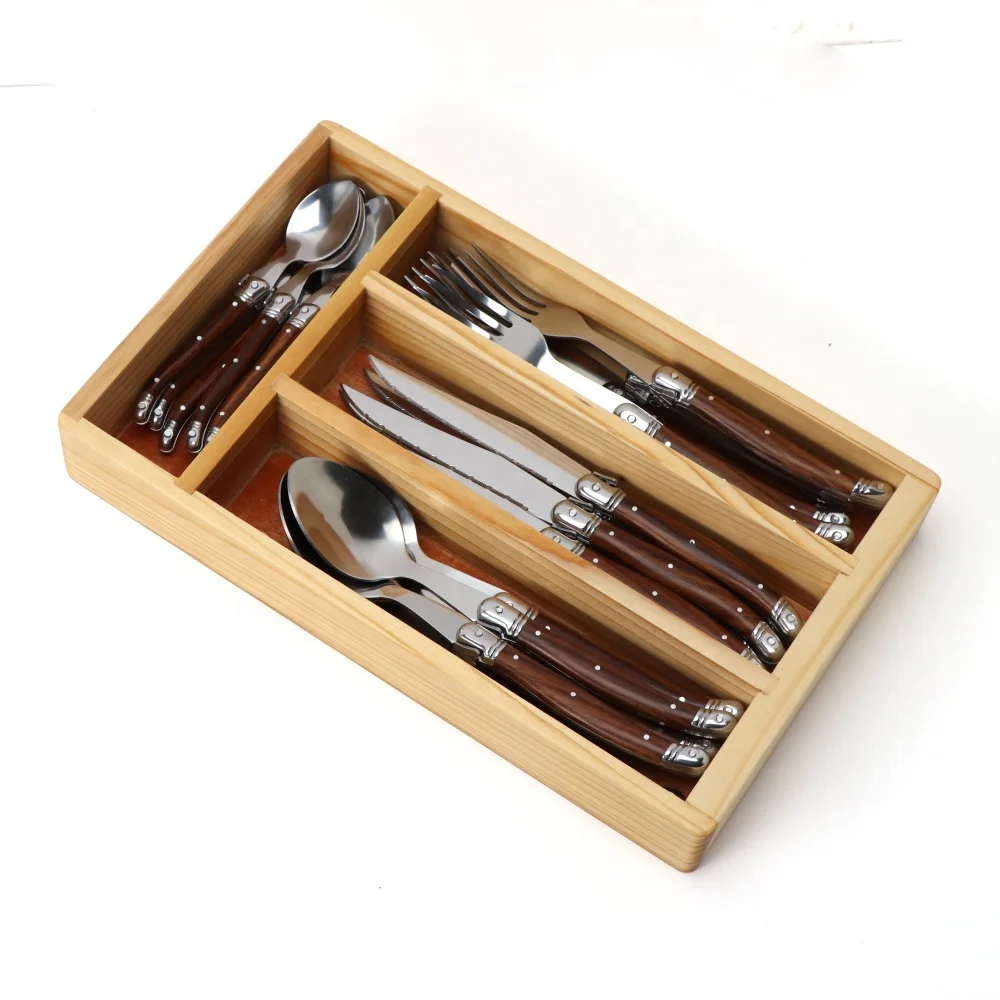 6/24Pcs Stainless Steak Knives Cutlery Set ABS Wood Grain Handle Flatware Dinner Knife Fork Tea Spoon Family Tableware Sets