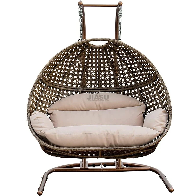 Jhula Stand Jhoola Iron Frame Hanging Egg Iratan Rattan Shaped Leisure Garden Swing Chair
