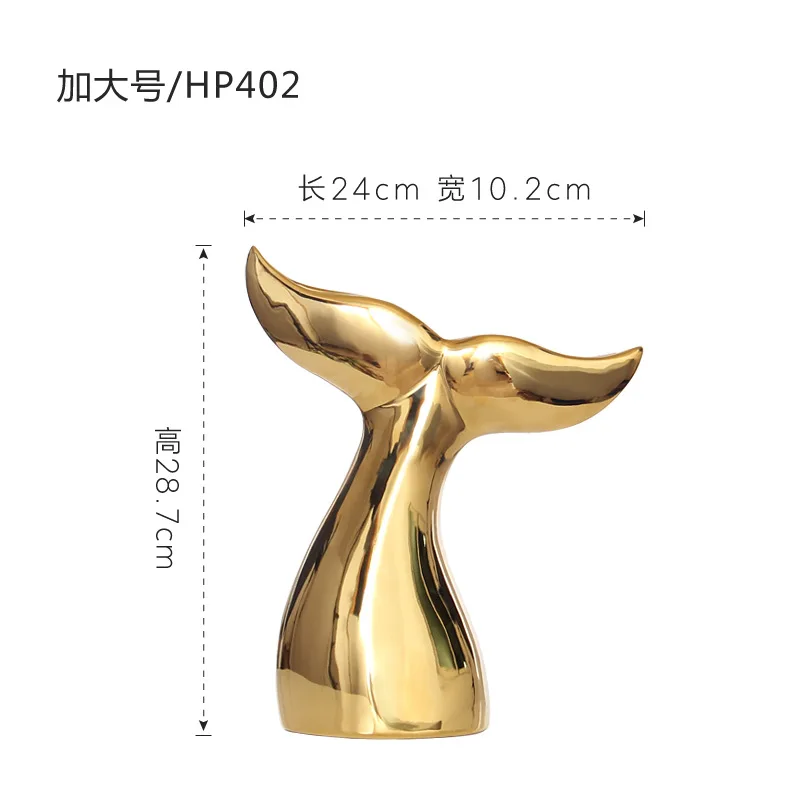 Nordic Style 4 Models Size Luxury Gold-plated Whale Tail Home Desktop Decor Ceramic Crafts Ornaments  decor for home