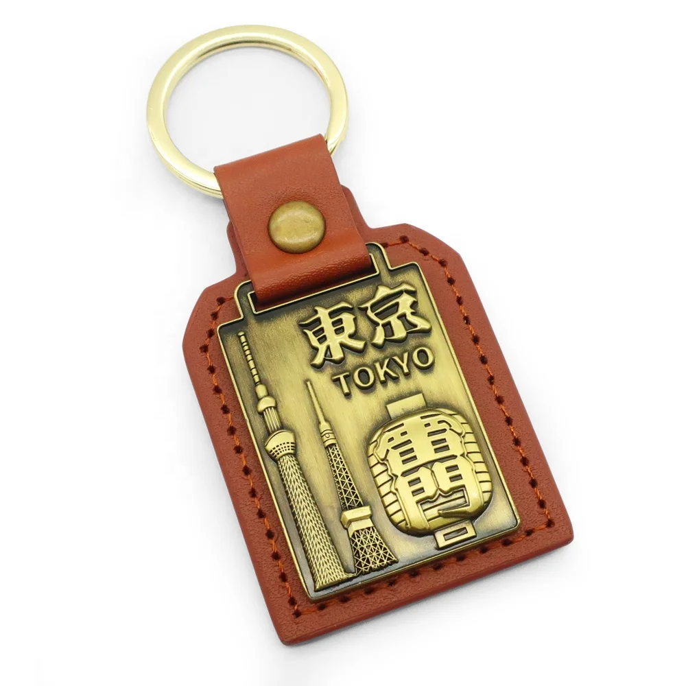 custom made  tokyo tower PU leather japan japanese traditional lucky cat keychain