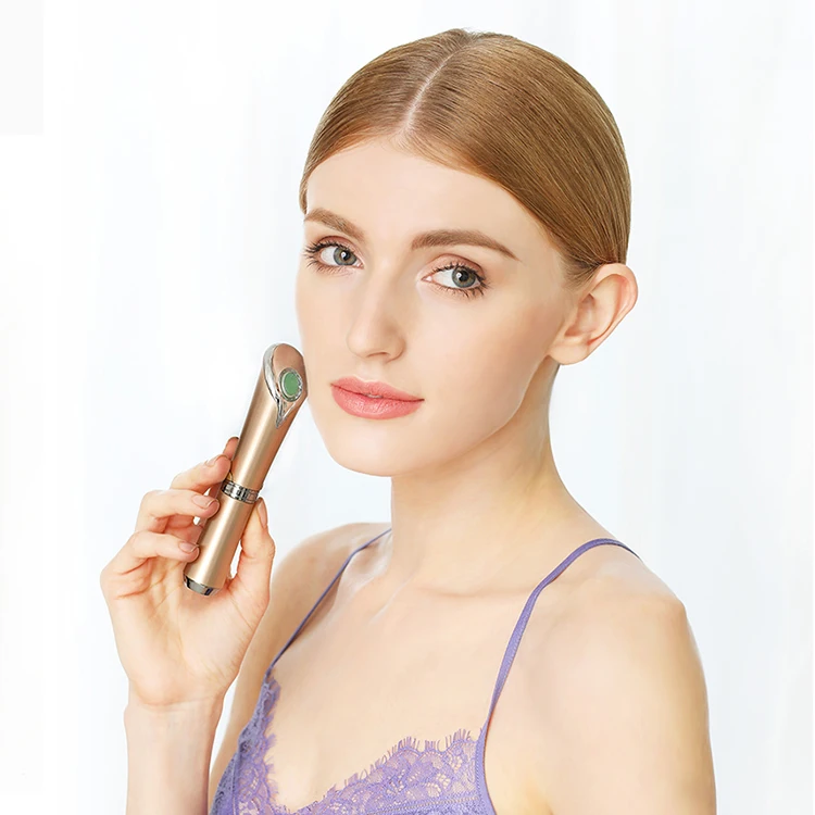 Popular ion inductor vibration heated eye lip beauty Massage jade crystal face  roller