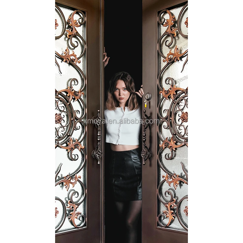 bi fold doors for houses interior decorative metal custom steel security door for home bifold door with Arctic Glass Window