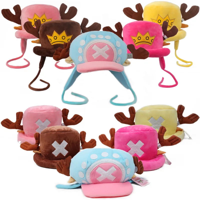 Japanese Anime Kawaii One Piece plush toys cosplay Tony Chopper plush cotton hat warm winter hat cartoon  for children gift