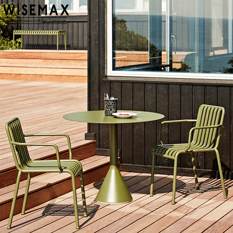 WISEMAX FURNITURE New design Modern outdoor garden patio leisure metal leg dining table and chairs set for restaurant