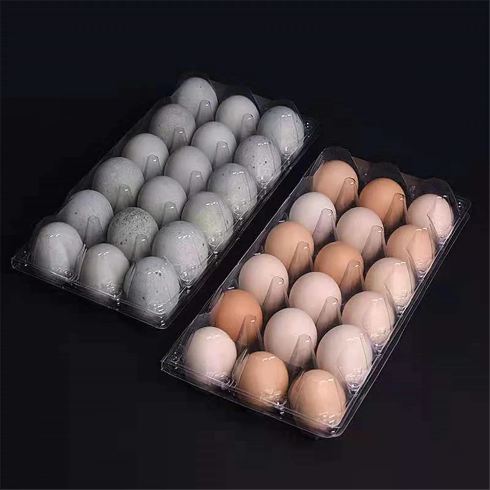2022 new design custom egg carton packaging transparent disposable plastic egg box with 18 holes for supermarket
