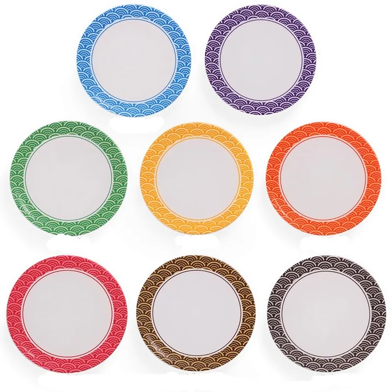 Pan Dinner plate Food Sushi Melamine Dish Rotary Plate Round Colorful Conveyor Belt Serving Plates Dinnerware