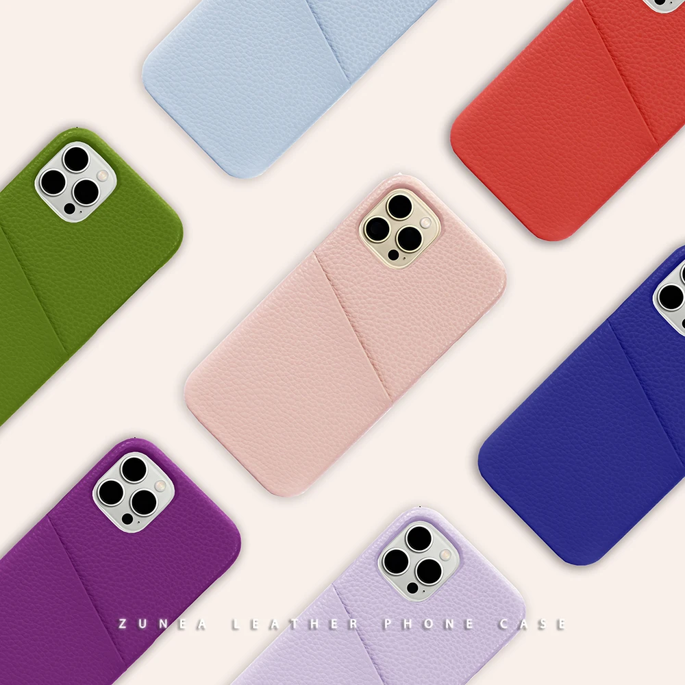 Luxury Pebble Customized Leather Phone Case cardslot wallets Personalized Leather Mobile Cover for iPhone 13 pro max
