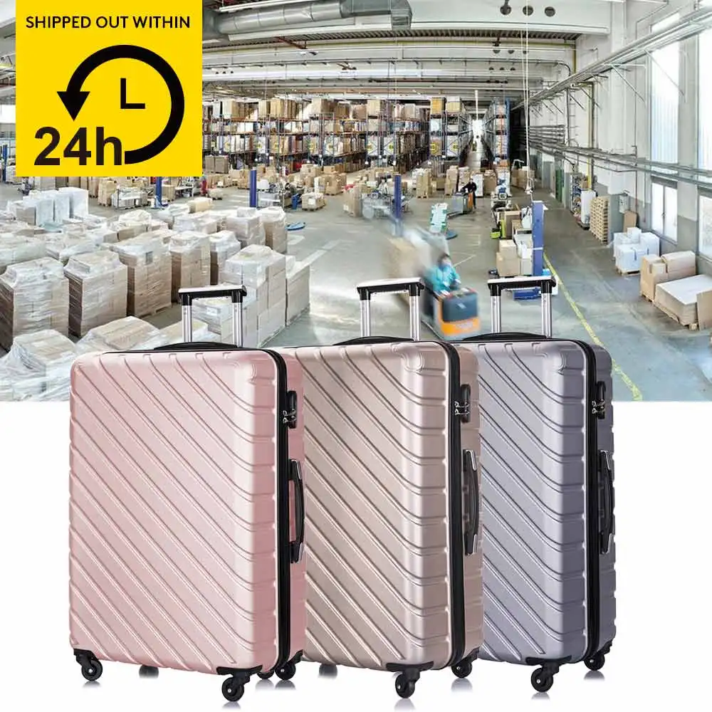 
Free shipping for Distric 6 area from US within 24hours hot sale ABS Carry-On top grade Trolley Spinner 4 Pcs Luggage Set 