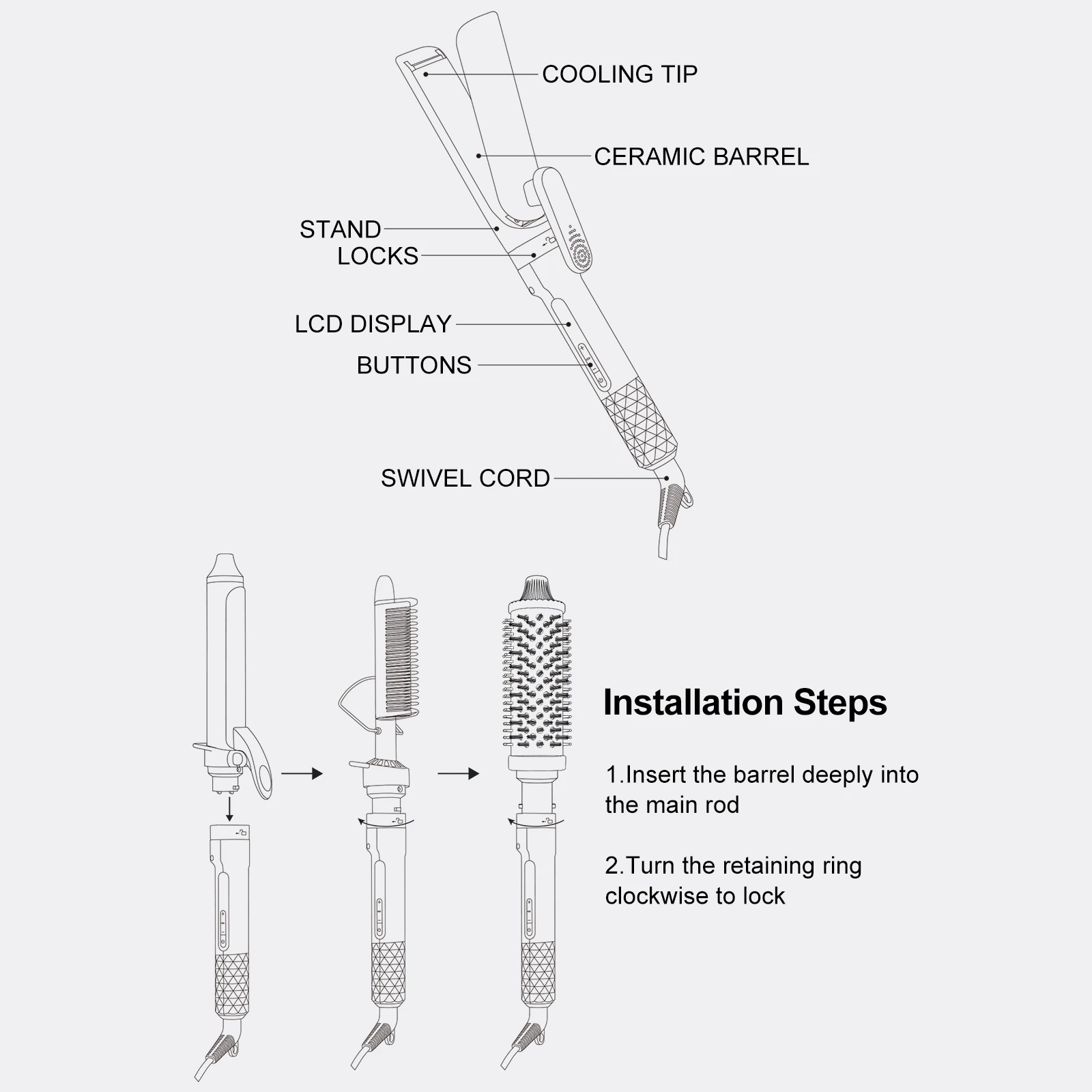 Interchangeable Styler 4 In 1 Hair Iron Curls Anti-Scalding Hair Curling Iron Professional Hair Styling Set