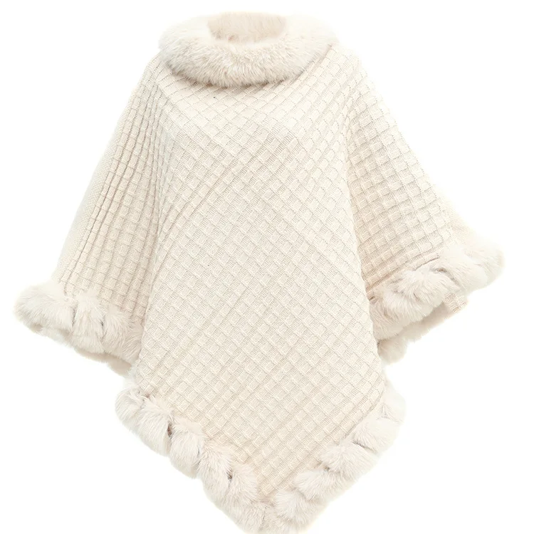 Stylish Cashmere Fur Capes Gorgeous Chunky Winter Greatcoat Oversize Warm Wrap Blanket Cape For Women Supplier Wholesale