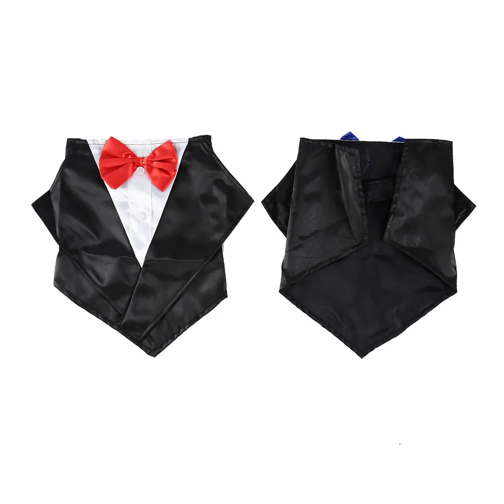 British Wedding Suit Dog collar gentleman bow tie red blue Bow dog scarf Big dog decorative saliva towel
