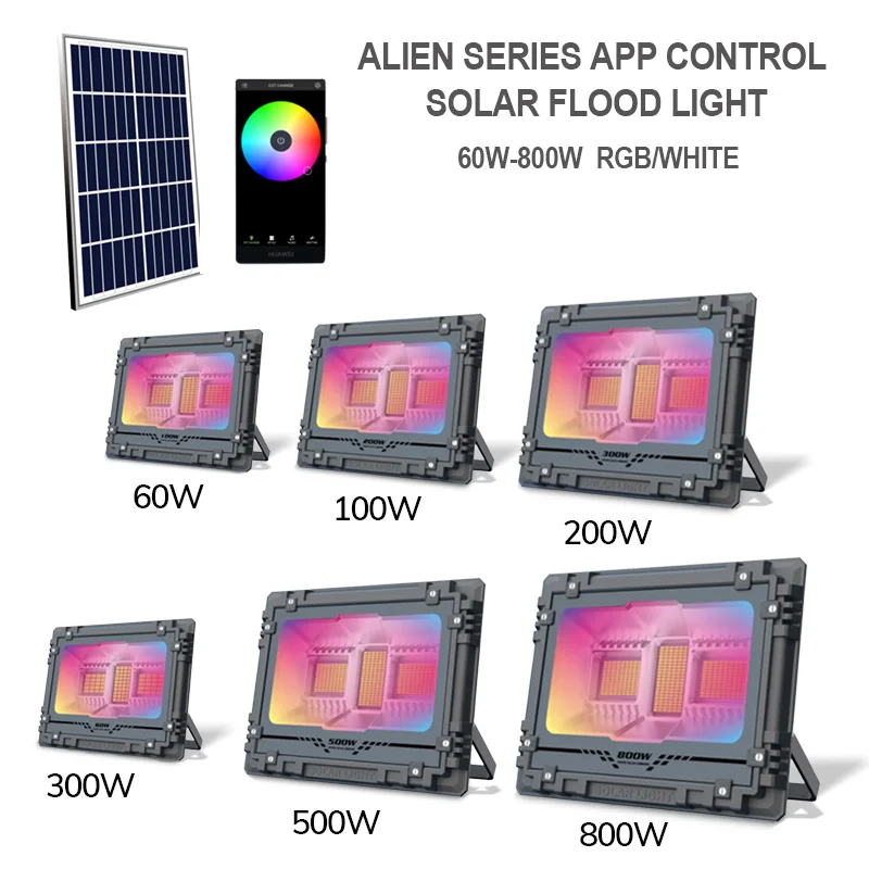 60w 100w 200w  Floodlight Projecteur Solaire Housing with cctv Cameras Led 300w 500w 800w Solar Flood Light