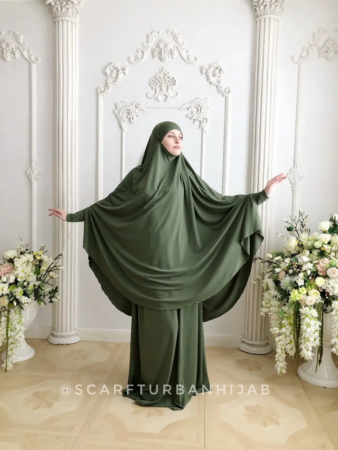 Islamic Ramadan Muslim Long Burqa With Skirt Plain Jersey Prayer Sets Telekung For Women