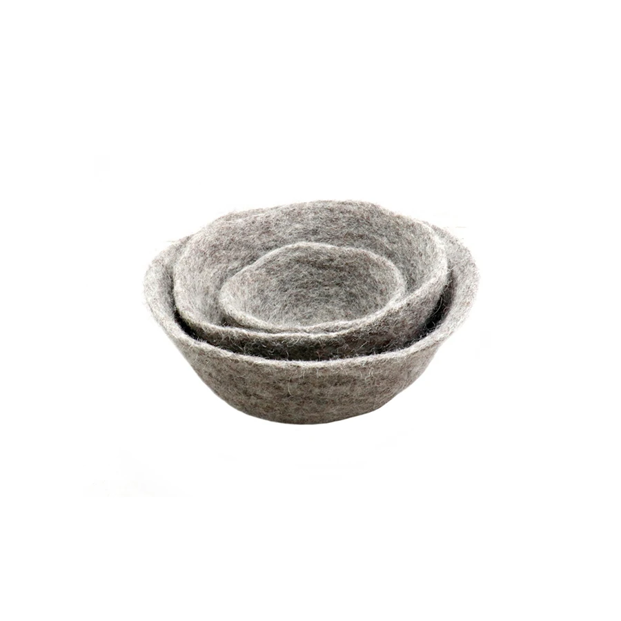 Set of 12 and 3 Different Sizes  Handmade Felt Bowl Handmade Felt Set of 3 Bowls - Mini Storage