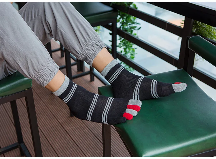 Носки YUELI с пятью пальцами, мужские цветные носки с пальцами средней длины