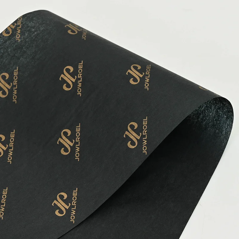factory Cheap price Custom Gold Brand Logo Printing Gift  17/22/30 gsm Wrapping Tissue Black Paper for Packing cosmetics  gift