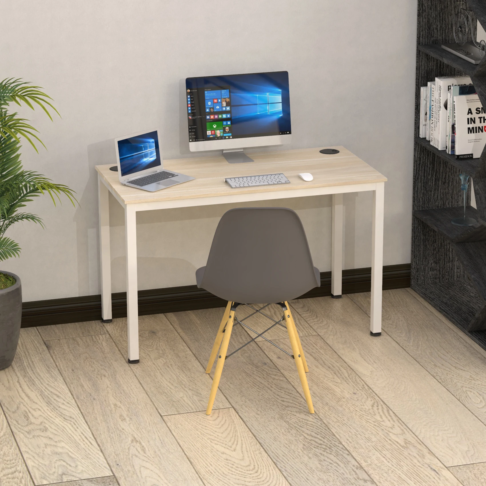 ERK-CD-02EWL-V1 Easy Assembly Stable Support Structure Wooden Textured Table Top PC Office Home Computer Desk