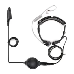Tactical M2 Stretchable Coiled Tactical Throat Mic Big PTT for Motorola GP328