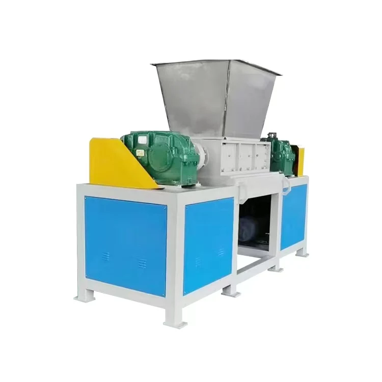 Stainless steel funnel, large double shaft shredder, wood tearing, plastic recycyling