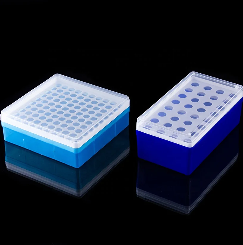 Laboratory supplies plastic chemically resistant centrifuge tube box with removable lid and writing area