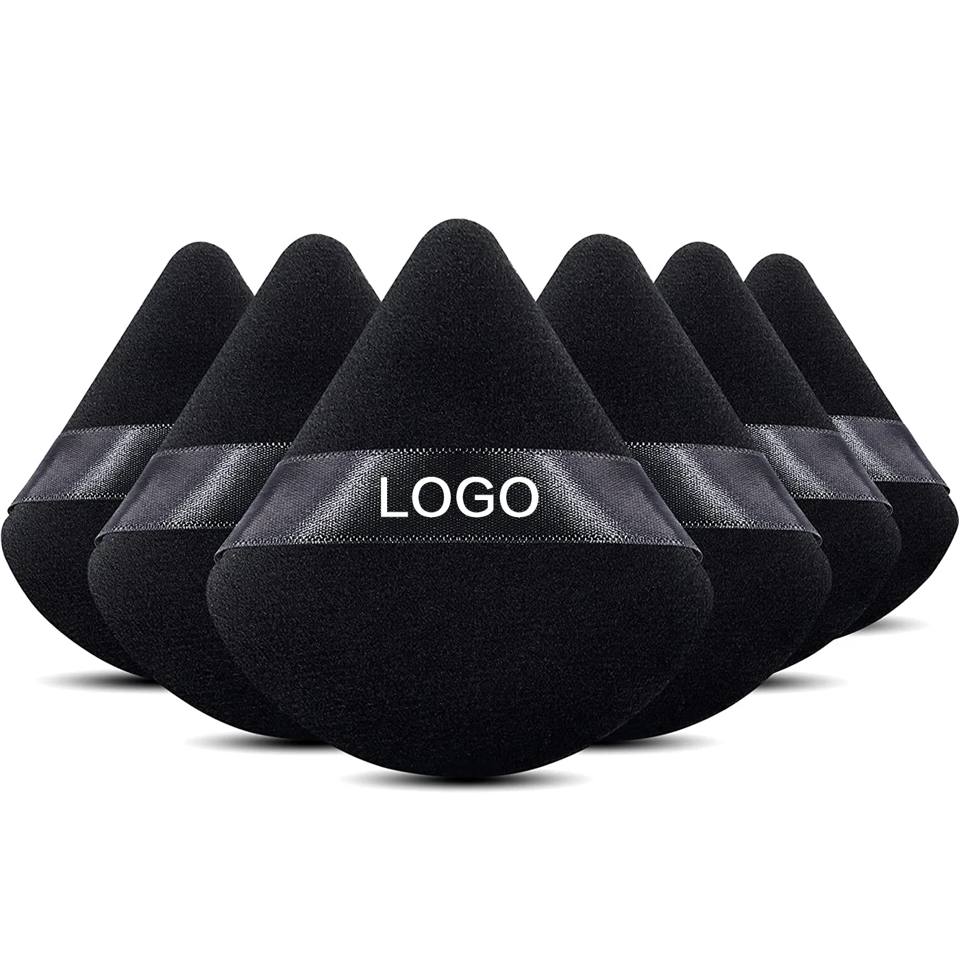 Black Soft Triangle Powder Puff Fluffy Soft Plush Makeup Loose Powder Puff Makeup for Foundation Bronzer Blusher