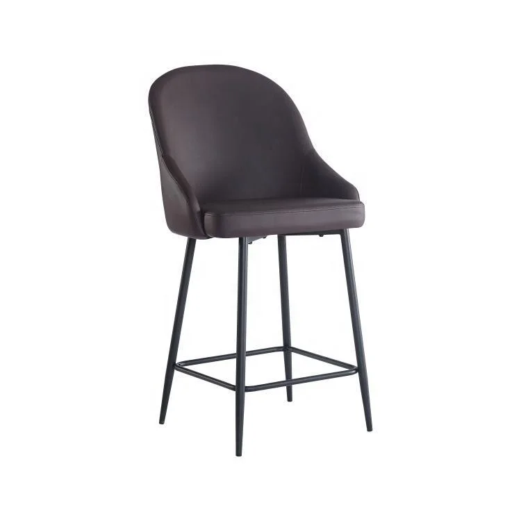 Hot Sell Modern Nordic Style Bar Stools Iron Metal Frame Dining Chairs With PU Leather