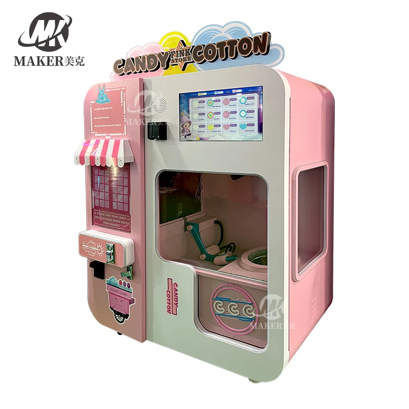 High Profit Fully Automatic Coin Operated Robot Fairy Floss Cotton Candy Vending Machine