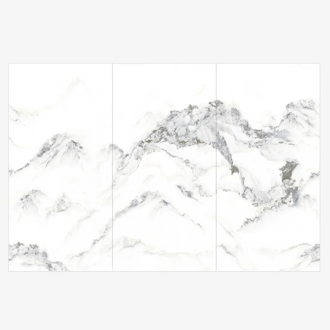 Foshan White Porcelain Polished Glazed Ceramic Tile Mountain Pattern Marble Stone Slab for Hall Landscape Laundry Application