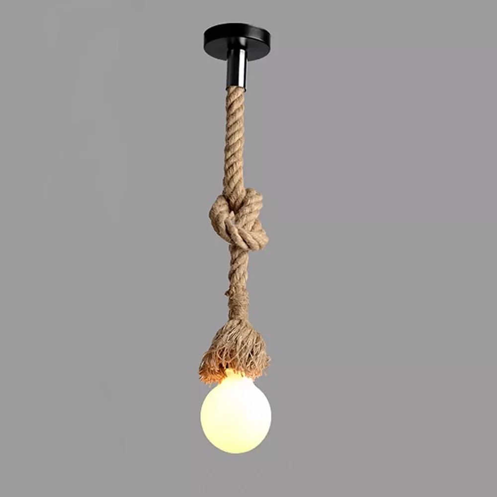 Clothing shop Lighting  e27 base jute rope Vintage Handmade Hemp Rope Pendant Lamp
