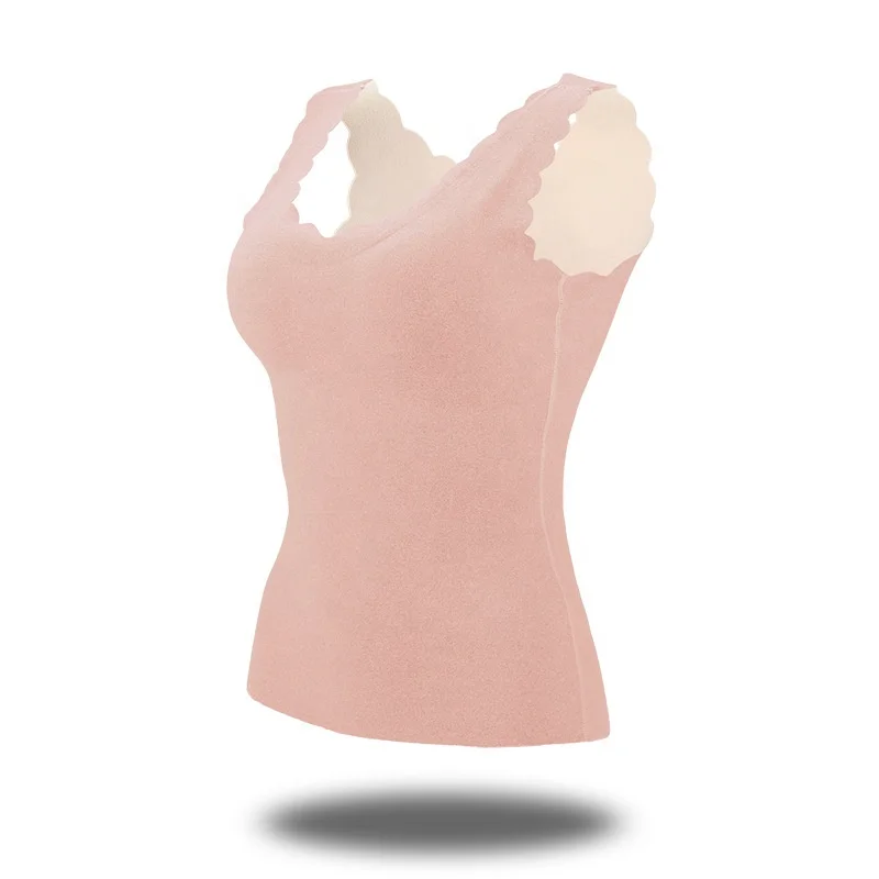 
Ladies Velvet Vest underwear For Winter Seamless Thickening With Chest Pad V-neck Thermal Warm Lingerie vest 